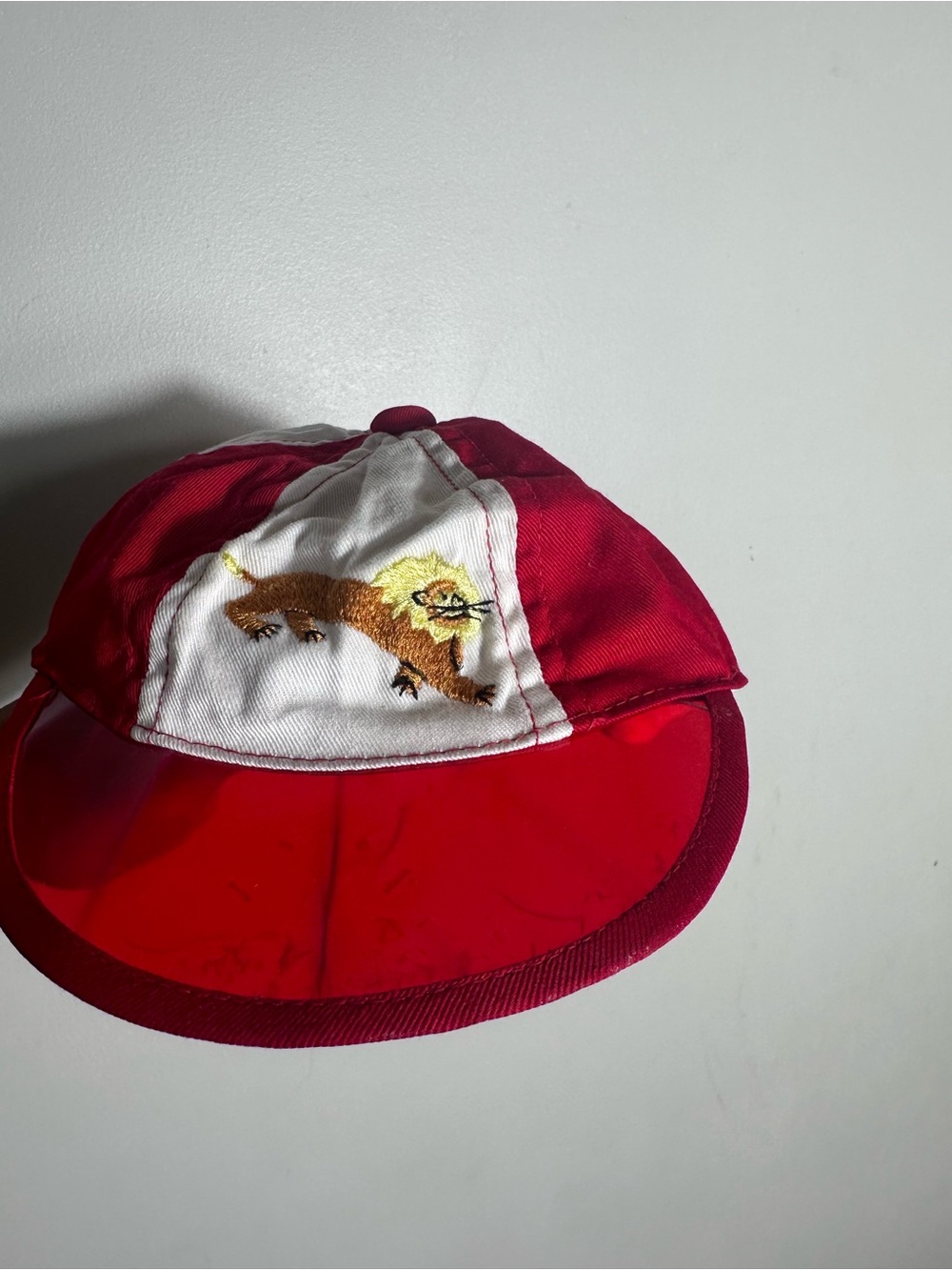 Vintage Red and White Kids Lion Baseball Cap